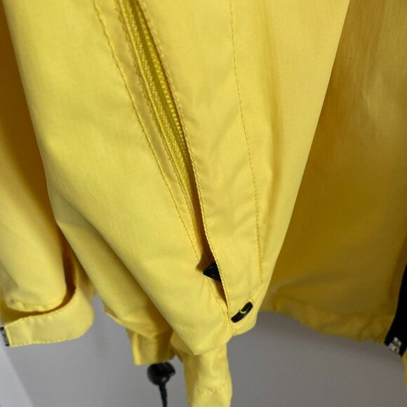 Point Zero Windbreaker Men Women Jacket Yellow/Black Pockets Zipper Hood Size L - Picture 7 of 9